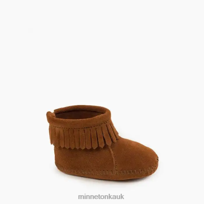 Minnetonka Kids Brown Back Flap Bootie Footwear AD084490