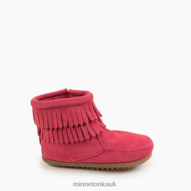 Minnetonka Kids Hot Pink Double Fringe Side Zip Boot Footwear AD084465