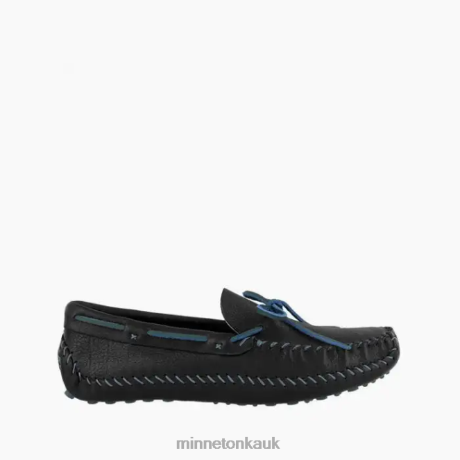 Minnetonka Men Black/Steel Blue P.W. Driving Moc Footwear AD084381