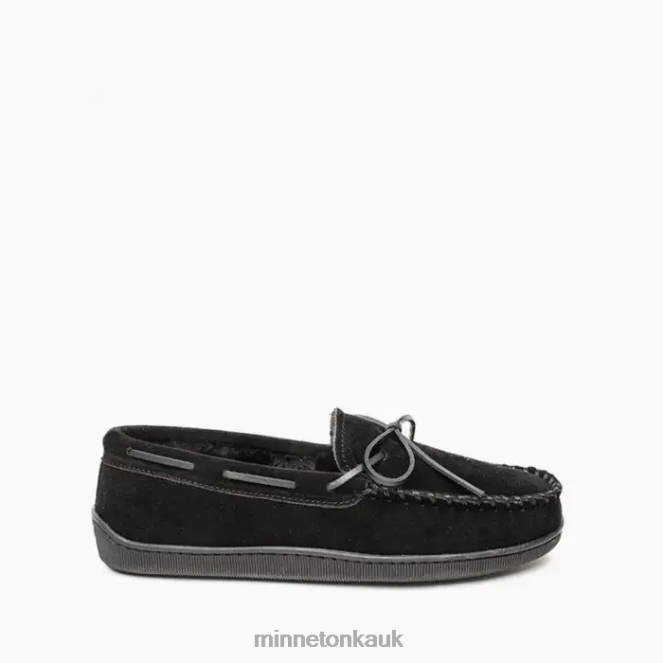 Minnetonka Men Black Pile Lined Hardsole Footwear AD084395