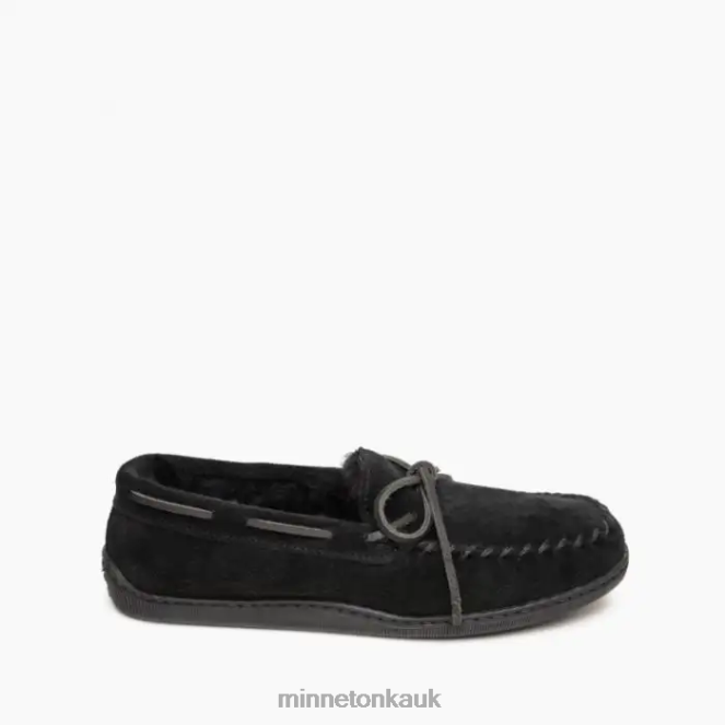 Minnetonka Men Black Sheepskin Hardsole Moc Footwear AD084401