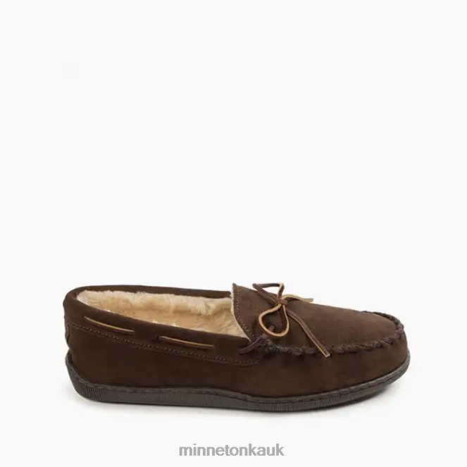 Minnetonka Men Chocolate Pile Lined Hardsole Footwear AD084398