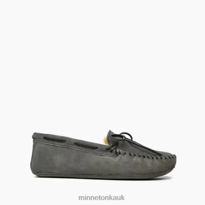 Minnetonka Men Grey Sheepskin Softsole Moc Footwear AD084405