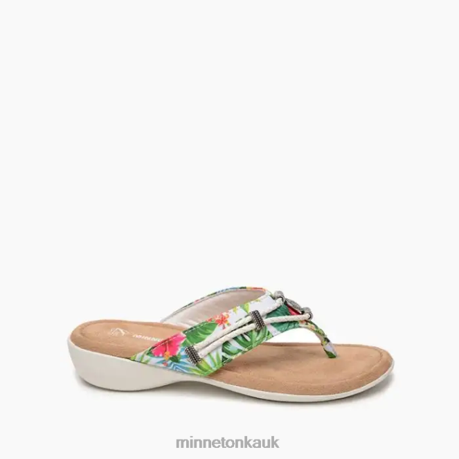 Minnetonka Women White Tropical Print Silverthorne 360 Footwear AD084164