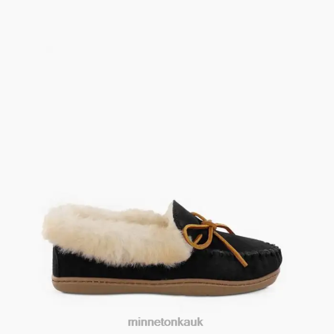 Minnetonka Women Black Alpine Sheepskin Moc Footwear AD084224