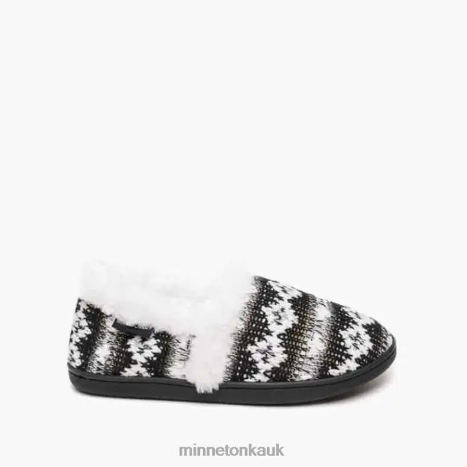 Minnetonka Women Black White Knit Dina Footwear AD084248