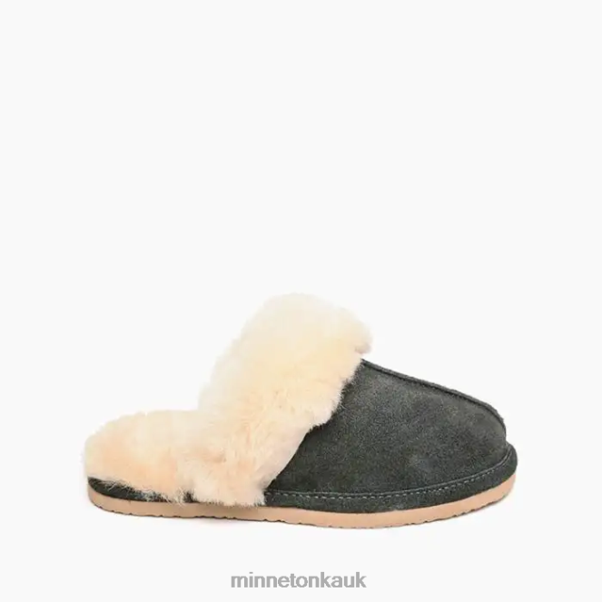 Minnetonka Women Charcoal Sheepskin Slide Footwear AD084235