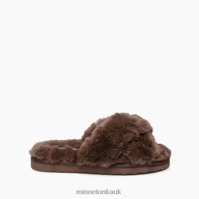 Minnetonka Women Cocoa Teddy Crossband Footwear AD084301