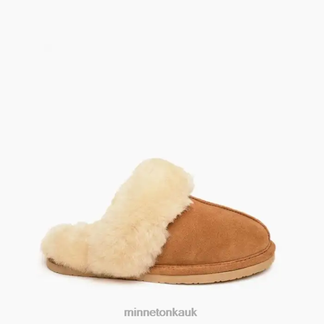 Minnetonka Women Golden Tan Sheepskin Slide Footwear AD084236