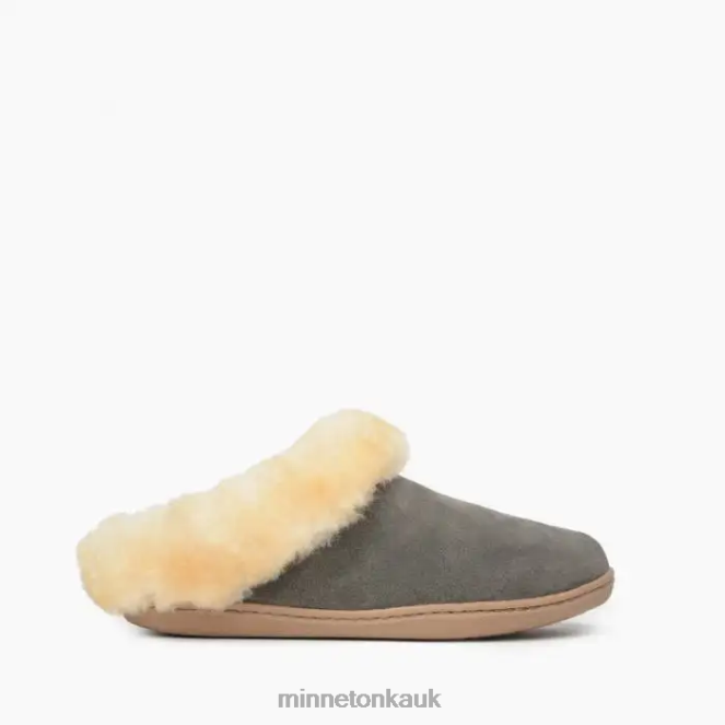 Minnetonka Women Grey Sheepskin Mule Footwear AD084233