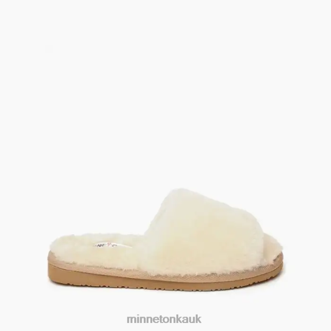 Minnetonka Women Natural Sheepskin Open Slide Footwear AD084259