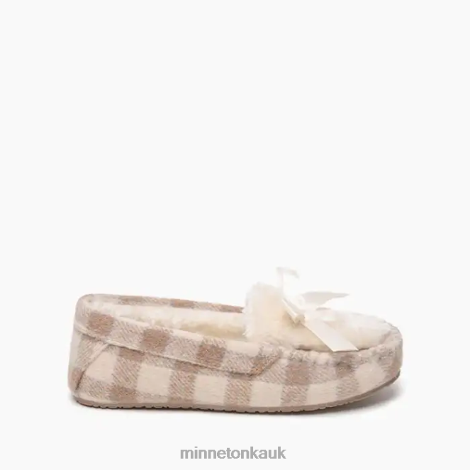 Minnetonka Women Tan-Cream Buffalo Plaid Cosi Footwear AD084303